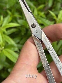 Old Pair of Solid Silver Grape Scissors with Minerva Hallmark from France & Silversmith
