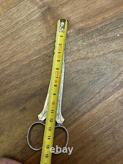 Old Pair of Solid Silver Grape Scissors with Minerva Hallmark from France & Silversmith