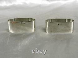 Old Pair of Solid Silver Napkin Rings Minerve Monogram Art Deco