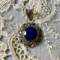 Old Pendant Enorme Sapphire, Black Opale, Silver Massif Creator, Worked