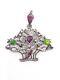 Old Pendant Flower Basket Solid Silver Marcasite Stones And 1900