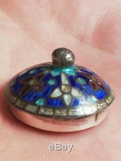 Old Pillbox Cloisonné Enamel And Silver