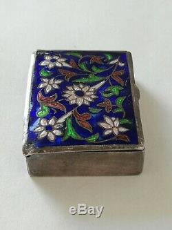 Old Pillbox Enamelled Silver