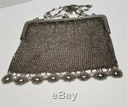 Old Purse Wallet Mesh Fully Silver 104 G / F