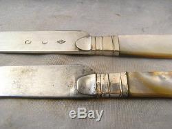 Old Rare Covered Travel Case Galuchat Knife Nacre Silver Massif Knife 18 Èm