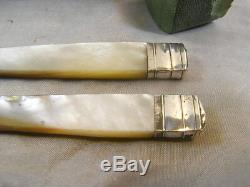 Old Rare Covered Travel Case Galuchat Knife Nacre Silver Massif Knife 18 Èm