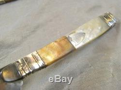 Old Rare Covered Travel Case Galuchat Knife Nacre Silver Massif Knife 18 Èm