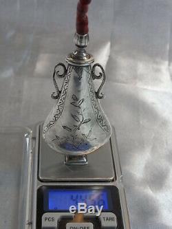 Old Rare Perfume Bottle Fiol Khol Kol Tabatiere Jack Sterling Silver Coral