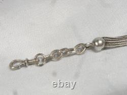 Old Rare Solid Silver Enamel Pocket Watch Chain Jewelry