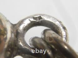 Old Rare Solid Silver Enamel Pocket Watch Chain Jewelry