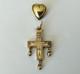 Old Regional Cross Of Beaufortain With Solid Silver Heart, Vermeil, Savoie