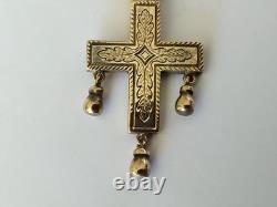 Old Regional Cross of Beaufortain with Solid Silver Heart, Vermeil, Savoie