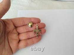 Old Regional Cross of Beaufortain with Solid Silver Heart, Vermeil, Savoie