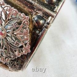 Old Rigid Bangle Bracelet in Solid Silver, Art Deco / Oriental Style
