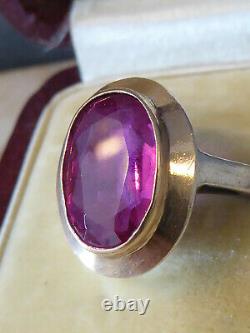 Old Ring Art Deco Silver & Rose Gold Pink Size 51 Approx Spinel