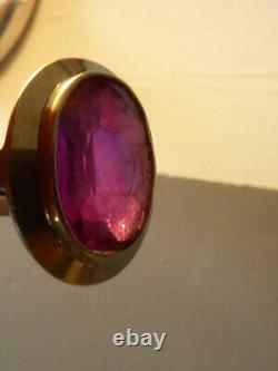 Old Ring Art Deco Silver & Rose Gold Pink Size 51 Approx Spinel