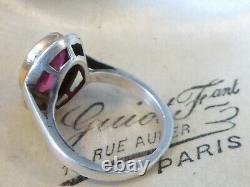 Old Ring Art Deco Silver & Rose Gold Pink Size 51 Approx Spinel