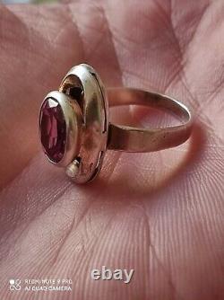 Old Ring In Solid Silver And Pink Stone To Identify