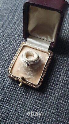 Old Ring In Solid Silver And Rubis 1920's Size 52