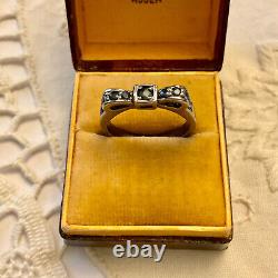 Old Ring Node Stones Sapphires Genuine Silver Massive Size 50