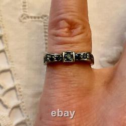 Old Ring Node Stones Sapphires Genuine Silver Massive Size 50