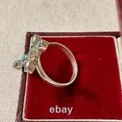 Old Ring Silver Cross Massive Blue Topazes Size 56