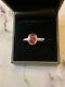 Old Ring Solid Silver/white Gold Solitaire Ruby Genuine Size 55