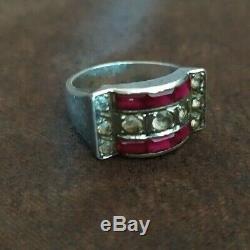 Old Ring Tank T50 1930 Art Deco Sterling Silver C. 1920