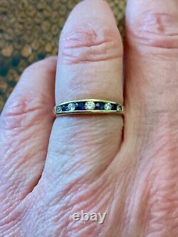 Old Ring with Genuine Sapphires Solid Silver and 9 Carat Gold Size 53