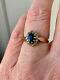 Old Ring With Natural Sapphire Diamonds Sterling Silver/9 Carat Gold Size 51
