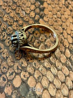 Old Ring with Natural Sapphire Diamonds Sterling Silver/9 Carat Gold Size 51