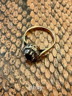 Old Ring with Natural Sapphire Diamonds Sterling Silver/9 Carat Gold Size 51