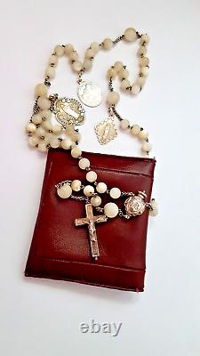 Old Rosary In Solid Silver And Mother-of-pearl