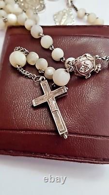 Old Rosary In Solid Silver And Mother-of-pearl