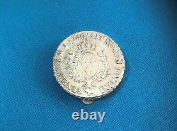 Old Round Box In Solid Silver Shield Of 1780 Coin Coin Louis XVI Pill