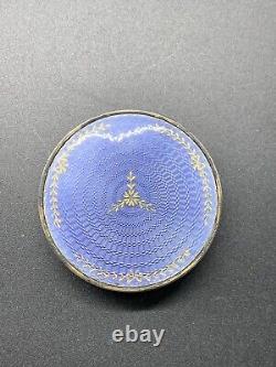 Old Round Box in Solid Silver Gilt Minerva Hallmark Enamelled Mo P Fort