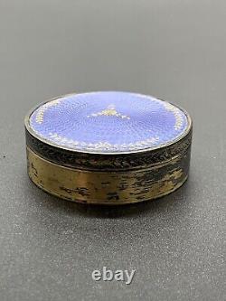 Old Round Box in Solid Silver Gilt Minerva Hallmark Enamelled Mo P Fort