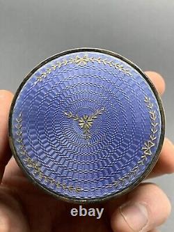 Old Round Box in Solid Silver Gilt Minerva Hallmark Enamelled Mo P Fort