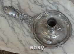 Old Royal Bishop Silver Candlestick, Minerva hallmark, rare, 232g, hand-held, 19th century