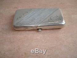 Old Russian Cigarette Case In Silver Solid Russian Silver Case