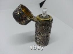 Old Salt Bottle In Solid Silver English