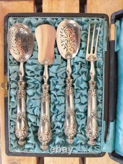 Old Service for Mignardises Appetizers Solid Silver Minerva Mark