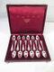 Old Set Of 12 Small Solid Silver Coffee Mocha Spoons In Their Case