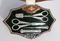 Old Sewing Kit Argent Scissors Scissors Scissors With Art Nouveau Cover
