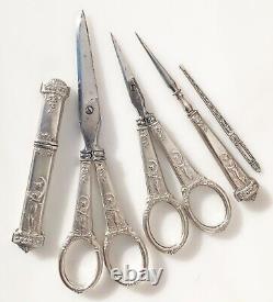 Old Sewing Kit Argent Scissors Scissors Scissors With Art Nouveau Cover