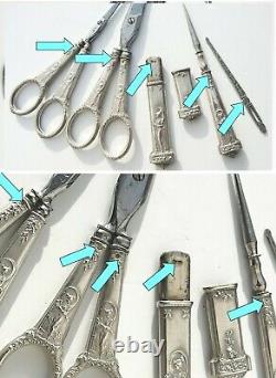 Old Sewing Kit Argent Scissors Scissors Scissors With Art Nouveau Cover