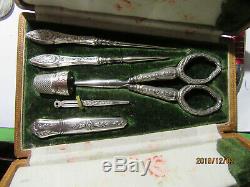 Old Sewing Kit Solid Silver Punch Head Boar
