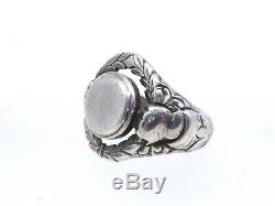 Old Signet Ring Engraved Silver Non Nineteenth Time T58