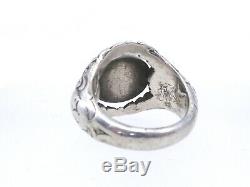 Old Signet Ring Engraved Silver Non Nineteenth Time T58