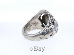 Old Signet Ring Engraved Silver Non Nineteenth Time T58